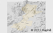 Shaded Relief Panoramic Map of Myitkyina, desaturated