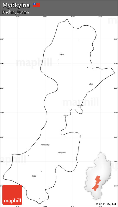 Blank Simple Map of Myitkyina, cropped outside