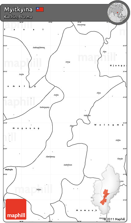 Blank Simple Map of Myitkyina