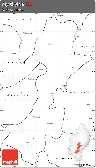 Blank Simple Map of Myitkyina