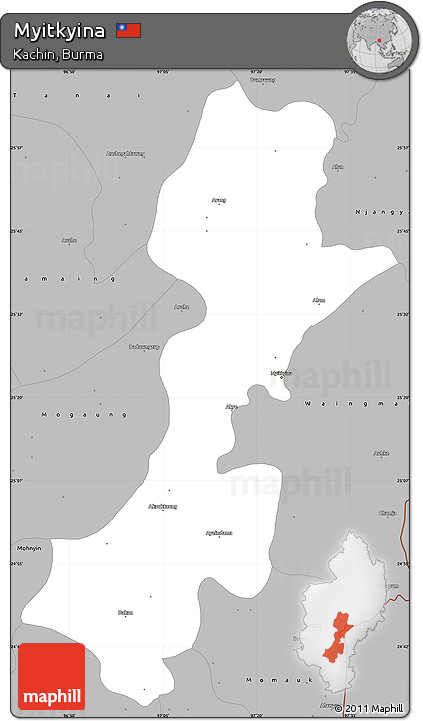 Gray Simple Map of Myitkyina