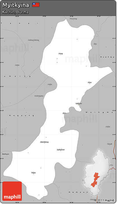 Gray Simple Map of Myitkyina