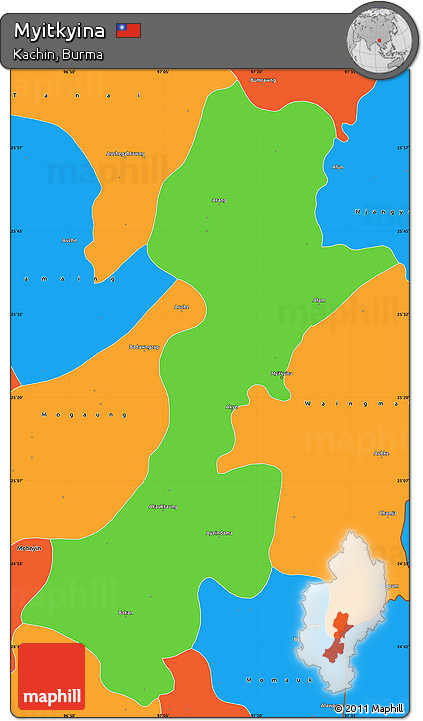 Political Simple Map of Myitkyina