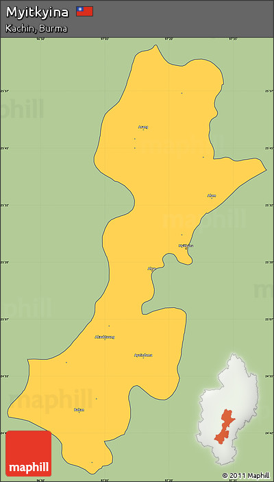 Savanna Style Simple Map of Myitkyina, cropped outside
