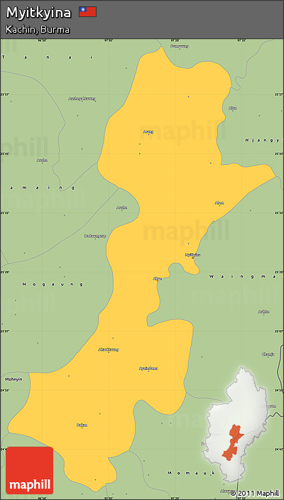 Savanna Style Simple Map of Myitkyina