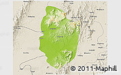 Physical 3D Map of Shwegu, shaded relief outside