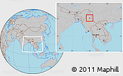 Gray Location Map of Shwegu, within the entire country