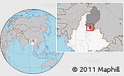 Gray Location Map of Shwegu, highlighted country, highlighted parent region