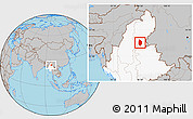 Gray Location Map of Shwegu, highlighted country