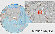 Gray Location Map of Shwegu, hill shading