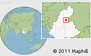 Savanna Style Location Map of Shwegu, highlighted country
