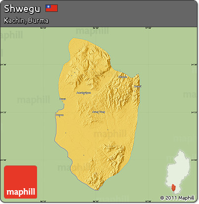 Savanna Style Map of Shwegu, single color outside