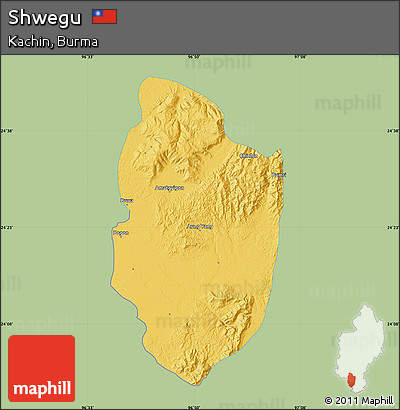 Savanna Style Map of Shwegu, single color outside