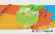 Physical Panoramic Map of Shwegu, political outside