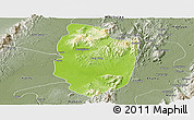 Physical Panoramic Map of Shwegu, semi-desaturated