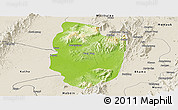 Physical Panoramic Map of Shwegu, shaded relief outside
