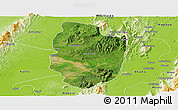 Satellite Panoramic Map of Shwegu, physical outside