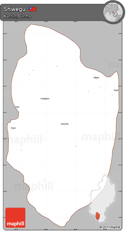 Gray Simple Map of Shwegu, cropped outside