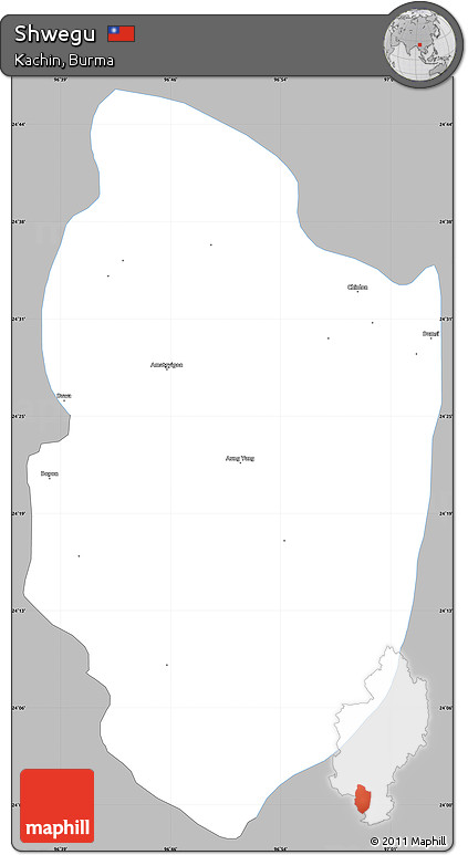 Gray Simple Map of Shwegu, single color outside