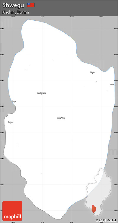 Gray Simple Map of Shwegu, single color outside
