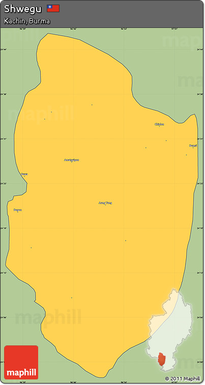 Savanna Style Simple Map of Shwegu, cropped outside