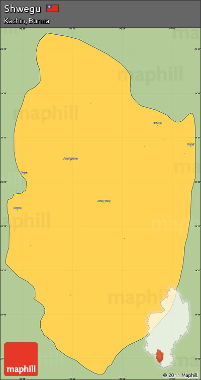 Savanna Style Simple Map of Shwegu, cropped outside