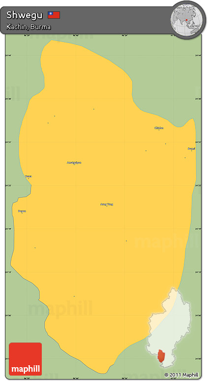 Savanna Style Simple Map of Shwegu, single color outside