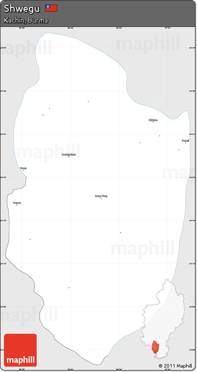 Silver Style Simple Map of Shwegu, single color outside