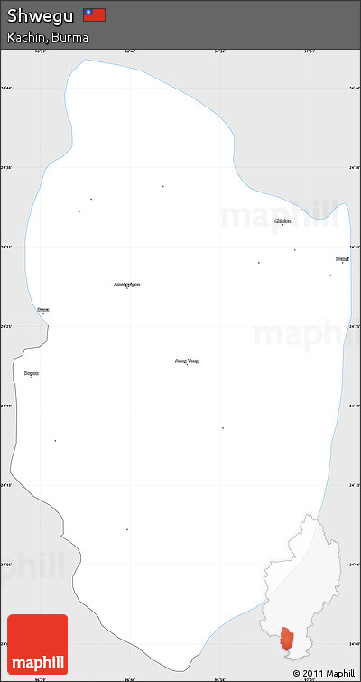 Silver Style Simple Map of Shwegu, single color outside