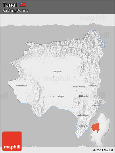 Gray 3D Map of Tanai, single color outside