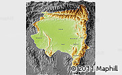 Physical 3D Map of Tanai, darken, desaturated