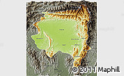 Physical 3D Map of Tanai, darken, semi-desaturated