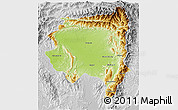 Physical 3D Map of Tanai, lighten, desaturated