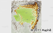 Physical 3D Map of Tanai, lighten, semi-desaturated