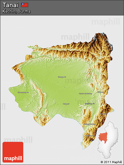 Physical 3D Map of Tanai, single color outside