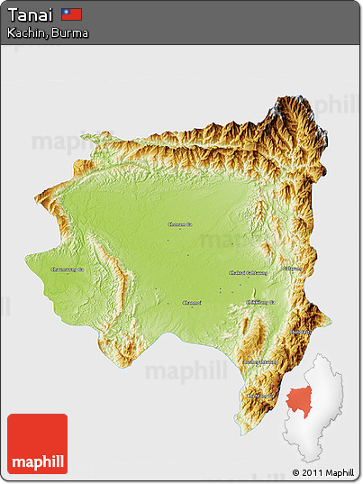 Physical 3D Map of Tanai, single color outside