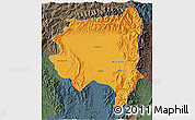 Political 3D Map of Tanai, darken, semi-desaturated