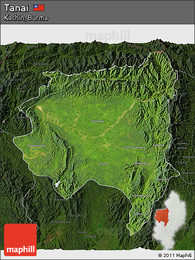 Satellite 3D Map of Tanai, darken