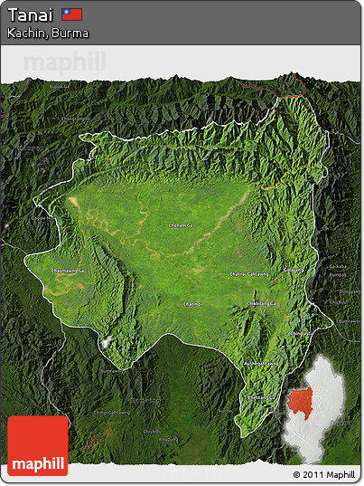 Satellite 3D Map of Tanai, darken