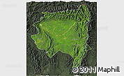 Satellite 3D Map of Tanai, darken, semi-desaturated
