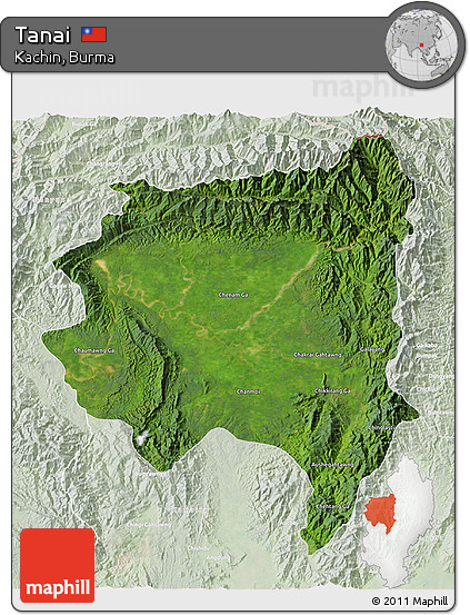 Satellite 3D Map of Tanai, lighten