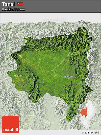 Satellite 3D Map of Tanai, lighten