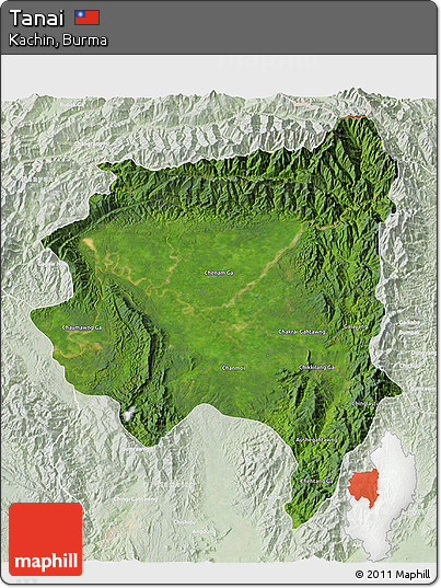 Satellite 3D Map of Tanai, lighten