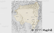 Shaded Relief 3D Map of Tanai, desaturated