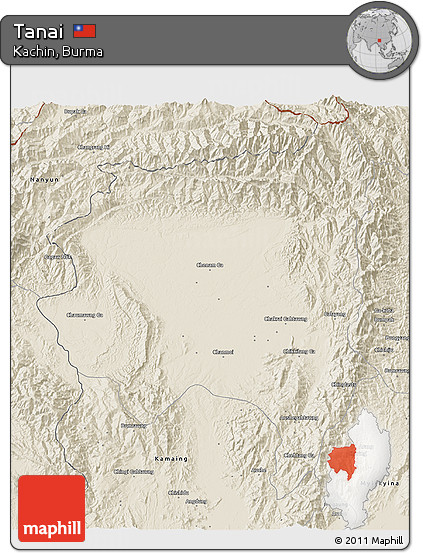 Shaded Relief 3D Map of Tanai