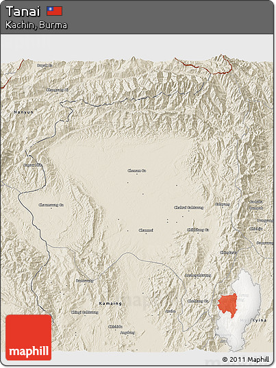 Shaded Relief 3D Map of Tanai