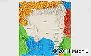 Shaded Relief 3D Map of Tanai, political outside