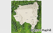 Shaded Relief 3D Map of Tanai, satellite outside