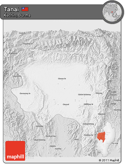 Silver Style 3D Map of Tanai