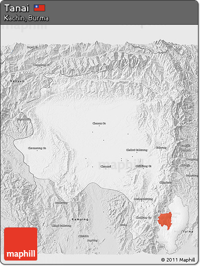 Silver Style 3D Map of Tanai